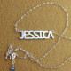 Solid White Gold Plated Jessica Style Name Necklace