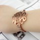 Monogram Cuff Bracelet Bangle Hand Writing Rose Gold