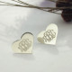 Heart Monogram Stud Earrings Sterling Silver