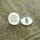 Circle Monogram 3 Initial Earrings Name Earrings Solid 18ct White Gold