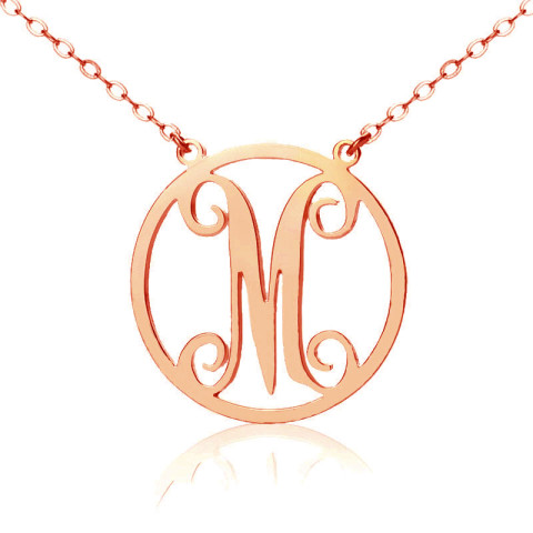Solid rose gold sales initial necklace