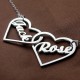 Double Heart Love Necklace With Names Sterling Silver