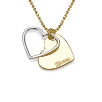 Personalised Two Tone Heart Necklace for Couples	