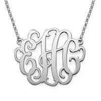 2 Inch Silver Large Monogrammed Necklace	