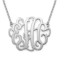 2 Inch Silver Large Monogrammed Necklace	