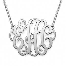 2 Inch Silver Large Monogrammed Necklace	