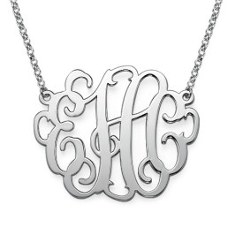 2 Inch Silver Large Monogrammed Necklace	