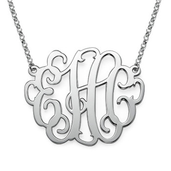 2 Inch Silver Large Monogrammed Necklace	