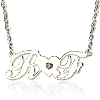 Sterling Silver Double initials Necklace