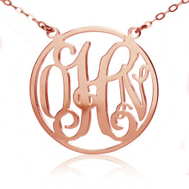 Circle 18ct Solid Rose Gold Initial Monogram Name Necklace