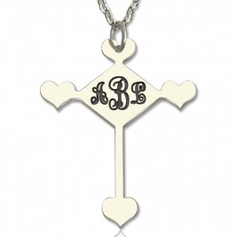 Sterling Silver Cross Monogram Necklace