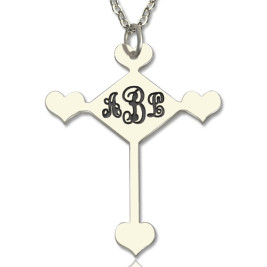 Sterling Silver Cross Monogram Necklace