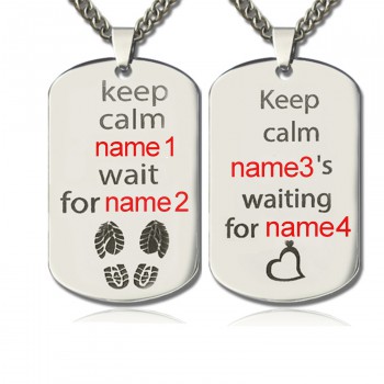 Personalised Cute His and Hers Dog Tag Necklaces Sterling Silver