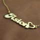 Personalised BANANA Font Heart Shape Name Necklace Solid Gold