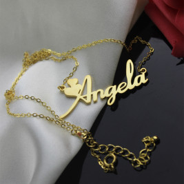 Personalised Solid Gold Fiolex Girls Fonts Heart Name Necklace