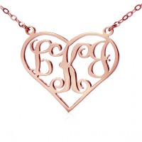 18ct Rose Gold Plated Initial Monogram Personalised Heart Necklace