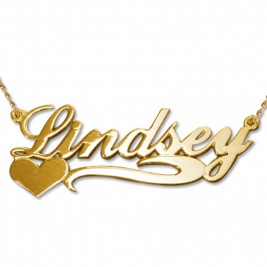 Side Heart 18ct Gold Name Necklace	