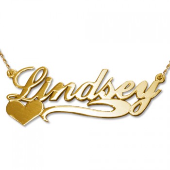 Side Heart 18ct Gold Name Necklace	