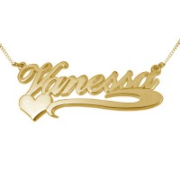 Side Heart 18ct Gold Plated Silver Name Necklace	