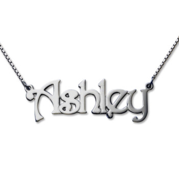 Harrington Style Sterling Silver Name Necklace	