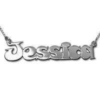 Comic Style Silver Name Necklace	