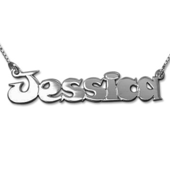 Comic Style Silver Name Necklace	