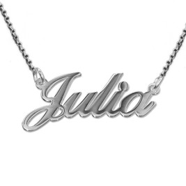 Extra Thick Silver Name Necklace With Rollo Chain	