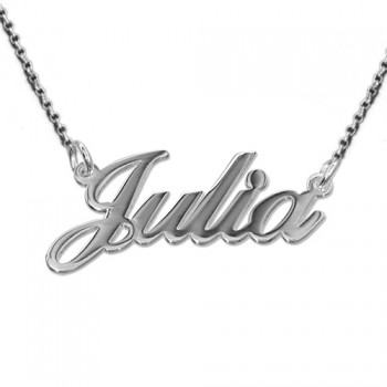 Extra Thick Silver Name Necklace With Rollo Chain	