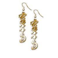 18ct Gold Plated Silver "Carrie" Name Earrings	