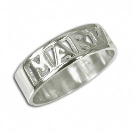 Personalised English Silver Engraved Name Ring	