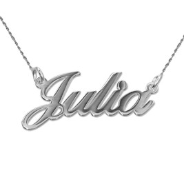 18ct White Gold Classic Name Necklace With Twist Chain	