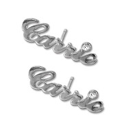 Sterling Silver Name Stud Earring with Crystal (PAIR)