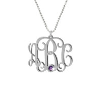 Sterling Silver Monogram Necklace with Swarovski	