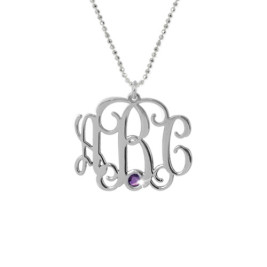 Sterling Silver Monogram Necklace with Swarovski	