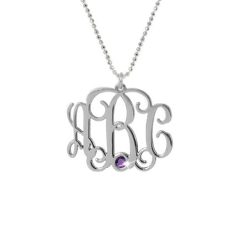 Sterling Silver Monogram Necklace with Swarovski	