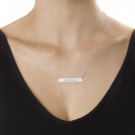 Sterling Silver Bar Nameplate Necklace	