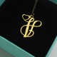 Single Letter Monogram With Heart Necklace In 18ct Gold Plated