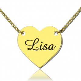 Stamped Heart Love Necklaces with Name 18ct Gold Plated