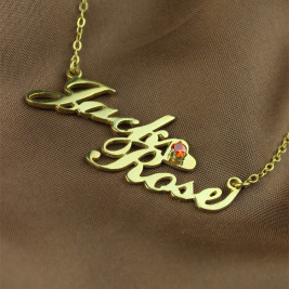 Gold Double Nameplate Necklace Carrie Style