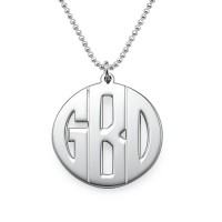 Personalised Silver Print Monogram Necklace	