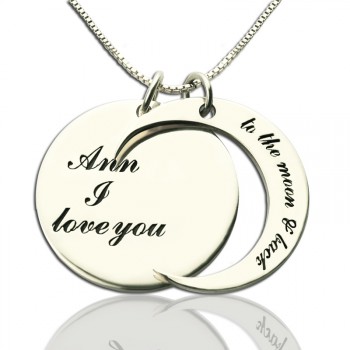Personalised I Love You to the Moon and Back Love Necklace Sterling Silver