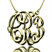 Celebrity Cube Premium Monogram Necklace Gifts 18ct Gold Plated