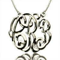 Celebrity Cube Premium Monogram Necklace Gifts Sterling Silver