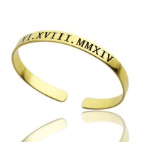 Personalised Roman Numeral Bracelet 18ct Gold Plated