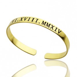 Personalised Roman Numeral Bracelet 18ct Gold Plated