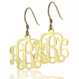 18ct Gold Plated Monogram Earrings