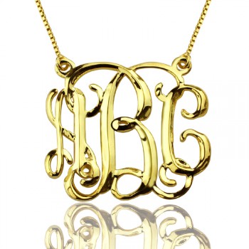Custom Cube Monogram Initials Necklace 18ct Gold Plated