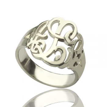 Personalised Hand Drawing Monogrammed Ring Silver