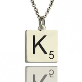 Scrabble Initial Letter Necklace Sterling Silver
