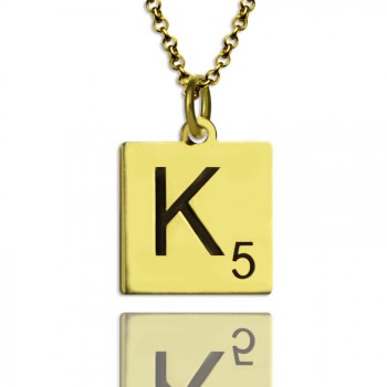 Engraved Scrabble Initial Letter Necklace 18ct Gold Plated